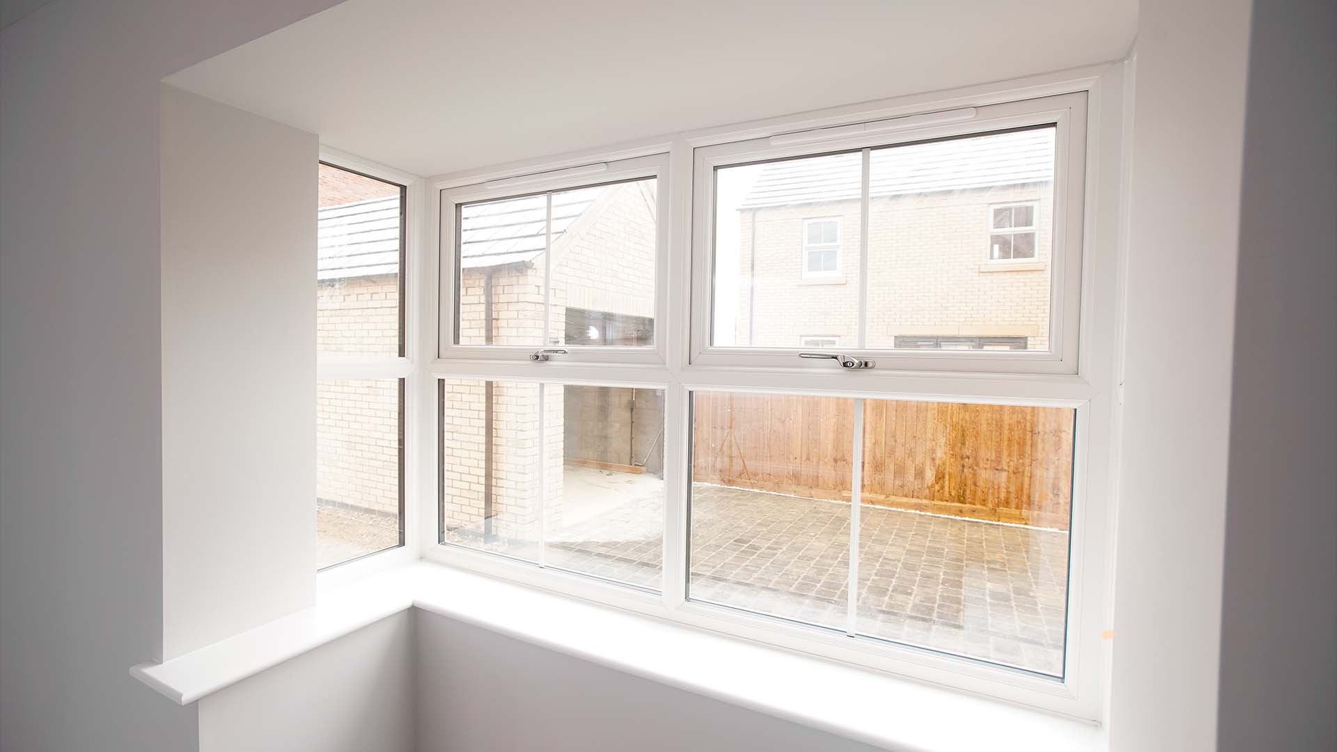 A medium shot of an interior window.